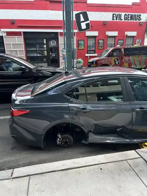 Toyota Camry Wheels stolen in Under a Minute Outside Percy Restaurant