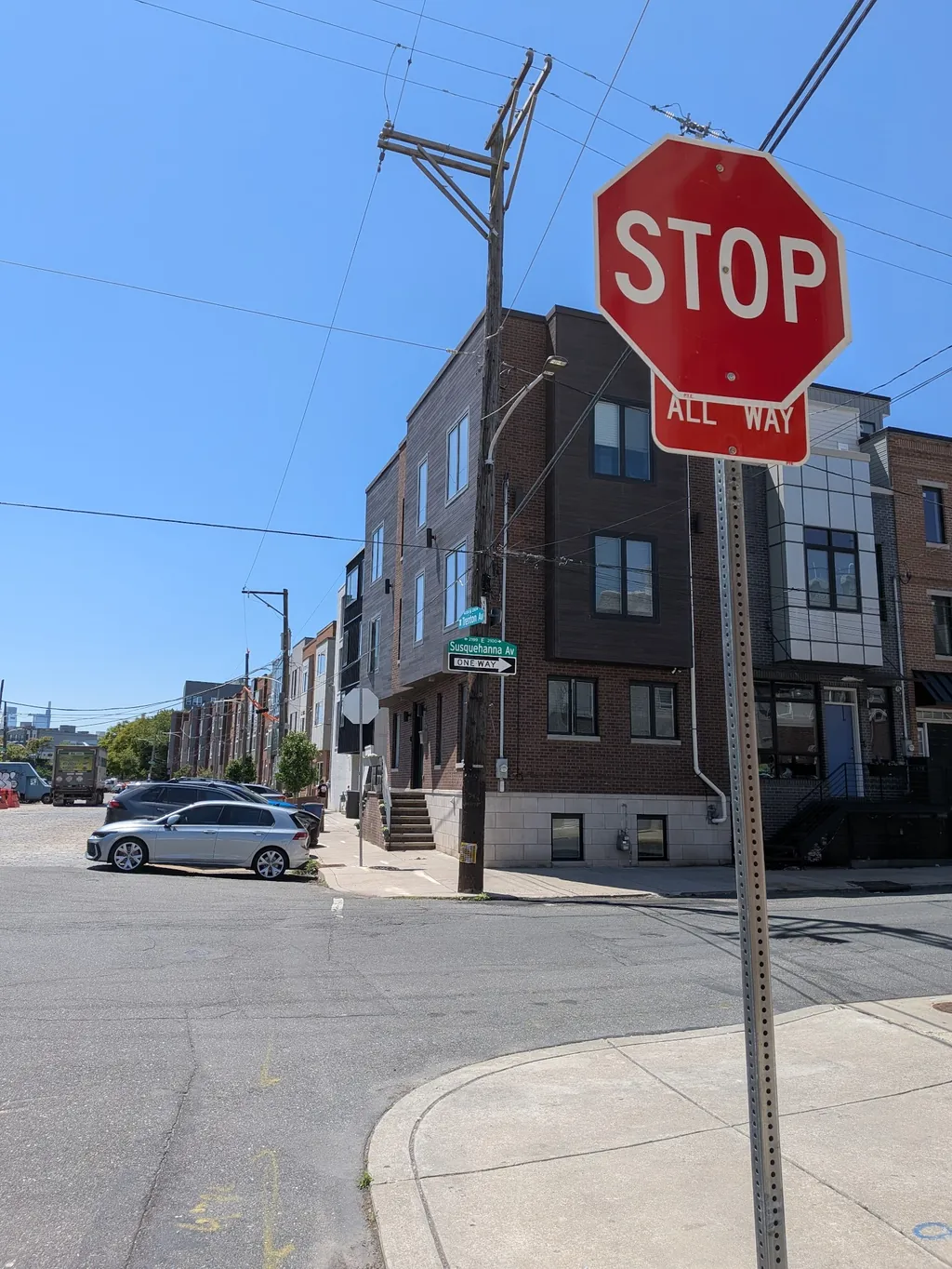 New all-way stop sign at Susquehanna Avenue and Trenton Avenue